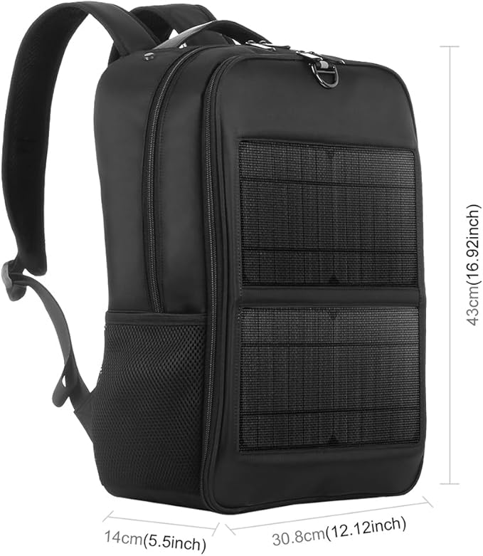 Solar Backpack with 14W Solar Panel Dual USB Port Waterproof Nylon Backpack for Outdoors Large-acity Travel Bag for Hiking Climbing