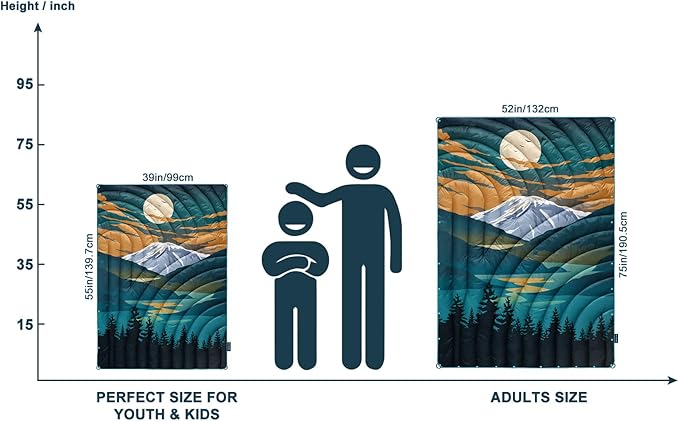 Camping Blanket,Lightweight Puffy Printed Camping Blanket Packable Outdoor Blanket for Camping,Traveling, Stadium, Hiking, Picnics