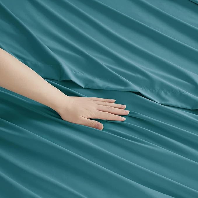 Clara Clark Cal King Sheets, 6 Piece Set - Hotel Luxury Sheets for Cal King Size Bed, Super Soft Bedding Set, Cal King Size, Teal