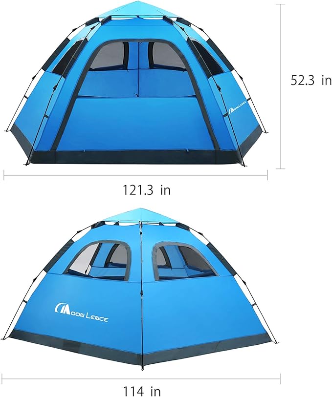 MOON LENCE Pop Up Camping Tent, 3-4 Person Portable Automatic Instant Tent Windproof for Camping, Hiking, Mountaineering