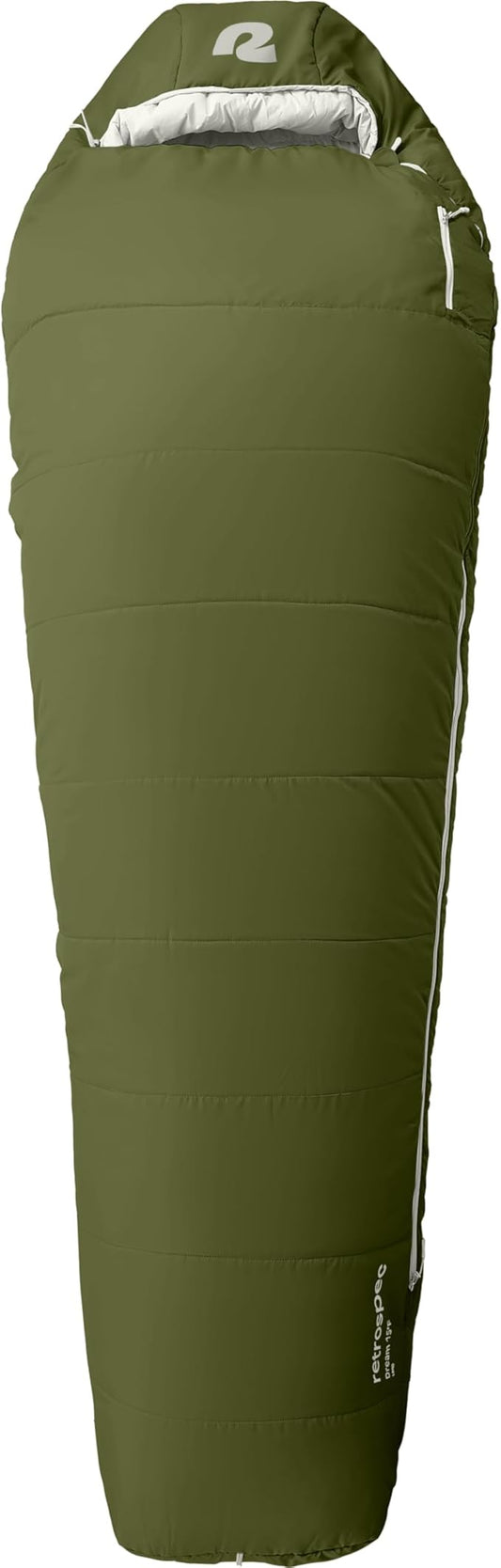 Retrospec Dream Mummy Sleeping Bag - 30°F Camping & Travel Essential Gear with Water - Resistant Shell & Synthetic Fill - Zippered Pocket & Stuff Sack