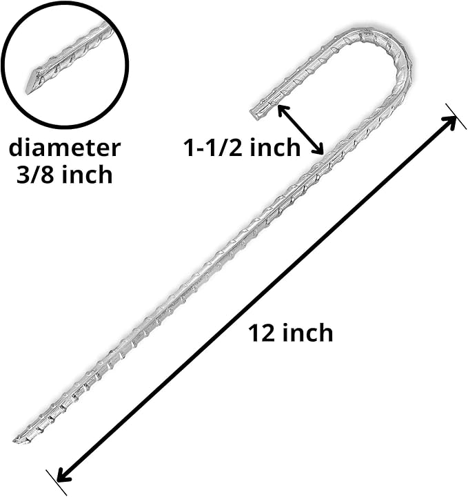 Tent Pegs Heavy Duty Extra Strong Galvanized Tent Stakes 12 inch Steel Tent Pegs for Garden Fence Sand
