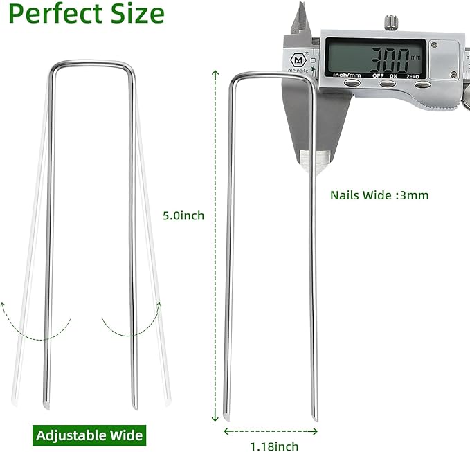 100 Pack Lawn Staples, Premium Garden Landscape Staples, Galvanized Heavy-Duty Gauge Stakes, U-Shaped Tent Stakes, Anti-Rust Fence Netting Pins Ground Spikes, Sod Pins