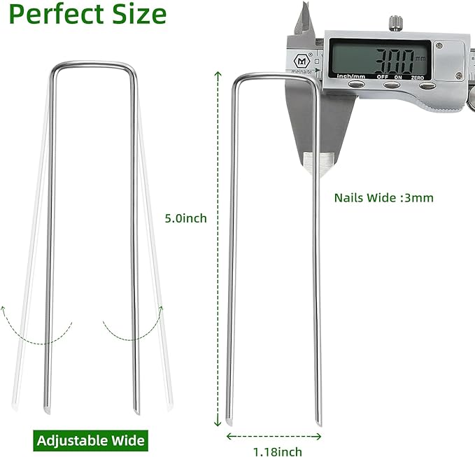 50 Pack Lawn Staples, Premium Garden Landscape Staples, Galvanized Heavy-Duty Gauge Stakes, U-Shaped Tent Stakes, Anti-Rust Fence Netting Pins Ground Spikes, Sod Pins