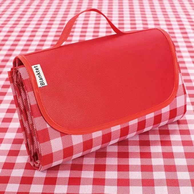 K Y KANGYUN Outdoor Picnic Blankets, Extra Large Beach Blanket, Foldable Lightweight Waterproof Sand Mat, Picnic Blanket 80" x 60" for Beach Camping Hiking Park Patio (Red, 80x60 inch)