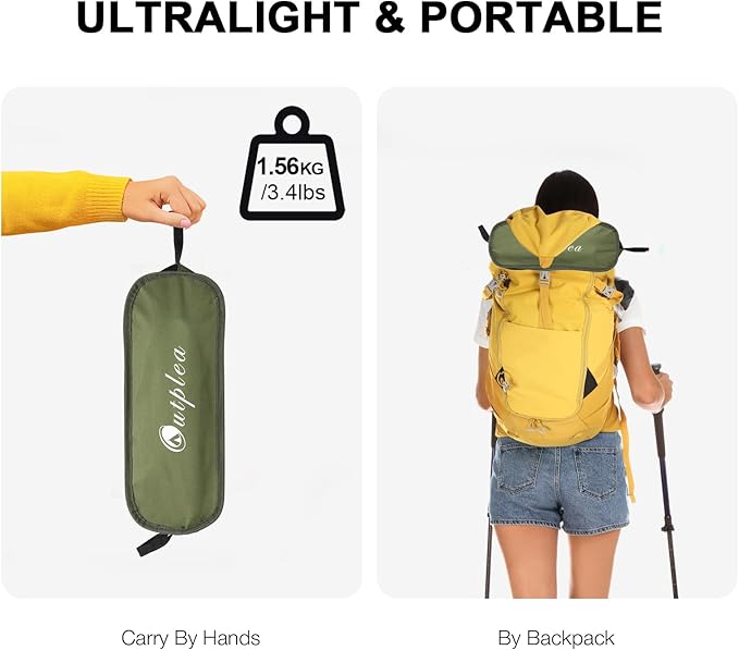 Folding Portable Camping Chair, Lightweight Foldable Outdoor Chair for Sports, Backpacking Beach Chair for Adults, Green