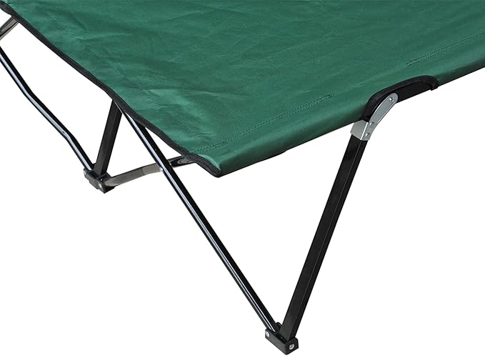 Outsunny 2 Person Folding Camping Cot for Adults, 50" Extra Wide Outdoor Portable Sleeping Cot with Carry Bag, Elevated Camping Bed, Beach Hiking, Green