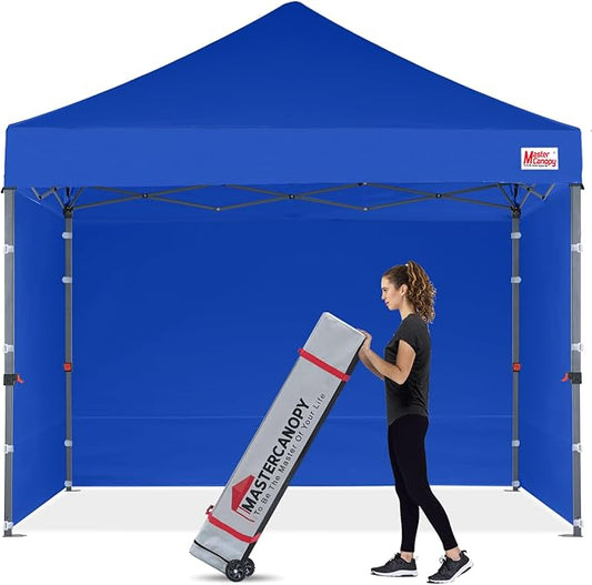 MASTERCANOPY Heavy Duty Pop-up Canopy Tent with Sidewalls (8x8,Blue)