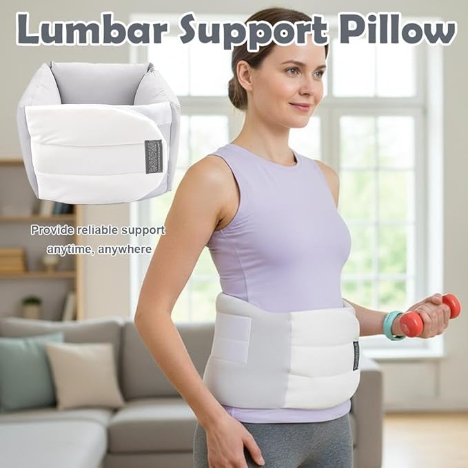 Deep Sleep Lumbar Support Pillow – Soft Cotton-Fleece Waist Cushion for Back Pain Relief, Orthopedic Sleeping Pad for Side or Stomach Sleepers
