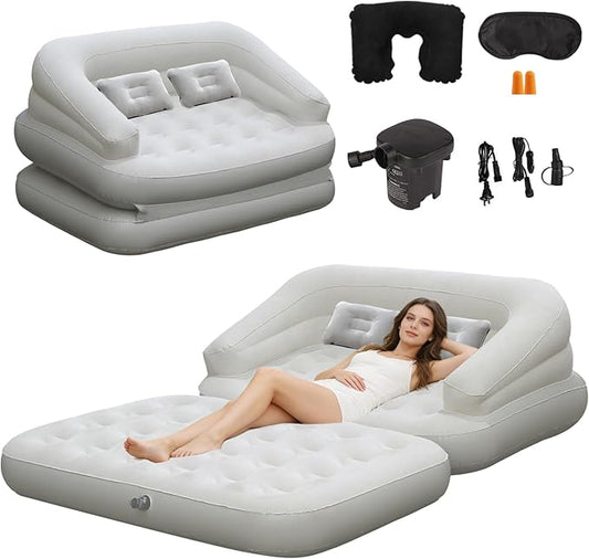 Full Size Inflatable Sofa Bed with Air Pump,2-in-1 Portable Blow-Up Air Couch,Inflatable Couch Bed and Folding Air Mattress for Home,Camping,and Guests