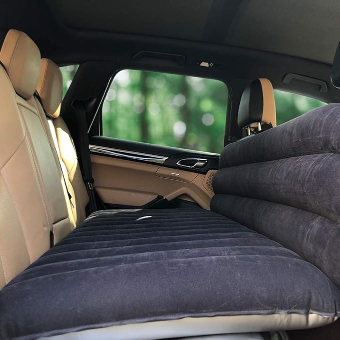 SUV Air Mattress-Thickened Car Bed Back Seat Mattress-Portable Car Mattress for Vehicle Cushion Air Bed Inflatable Mattress with Air-Pump-Camping Blow Up Mattress for car (Blue and Black)