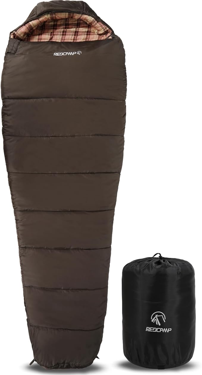 REDCAMP Cold Weather Mummy Sleeping Bag, Warm Flannel Cotton Sleeping Bag, 2 lbs/ 4 lbs Filling