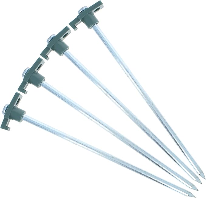 (4 Pack) Steel Tent Stake Heavy Duty Universal Camping Gear Anchor Tent Pegs, Green
