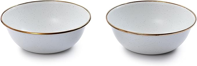 Barebones Enamel Bowl Set - Dish Set of 2 Bowls - Enamelware Set for Camping and Everyday Use (Eggshell)