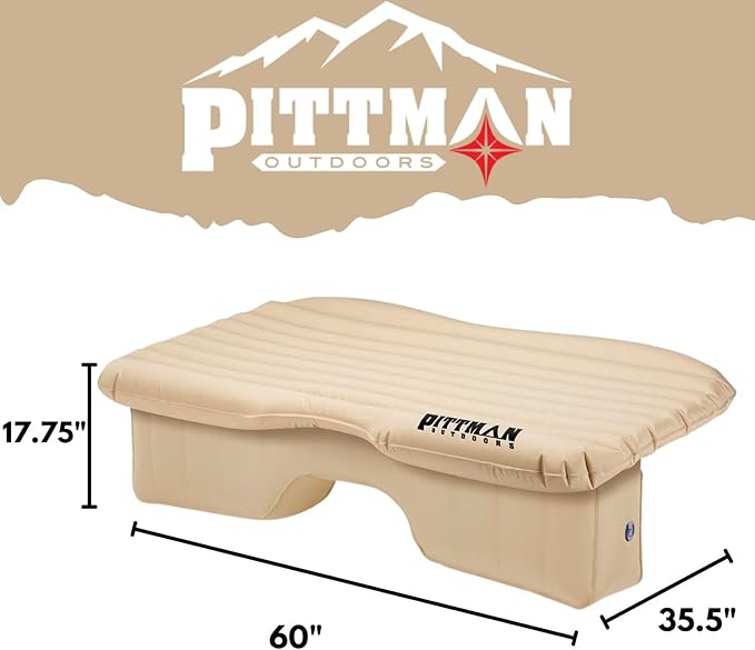 Backseat Bed for Truck - 60" Backseat Air Mattress for Truck, Vans & Large SUV Bed Mattress - Tan Rear Seat Air Mattress Includes Pump, Pillow & Storage Bag - 60" x 35.5"