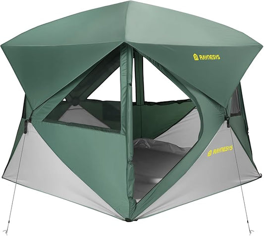 Camping Tent, 4 Person Tent for Camping, Setup in 60 Seconds, 4 Person Pop up Tents, Hub Tents, Water-Resistant, Windproof, Instant Cabin Tents with Rainfly & Carry Bag for Outdoor Camping