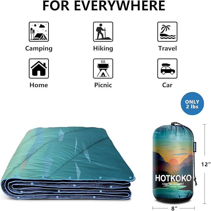 Camping Blanket,Lightweight Puffy Printed Camping Blanket Packable Outdoor Blanket for Camping,Traveling, Stadium, Hiking, Picnics