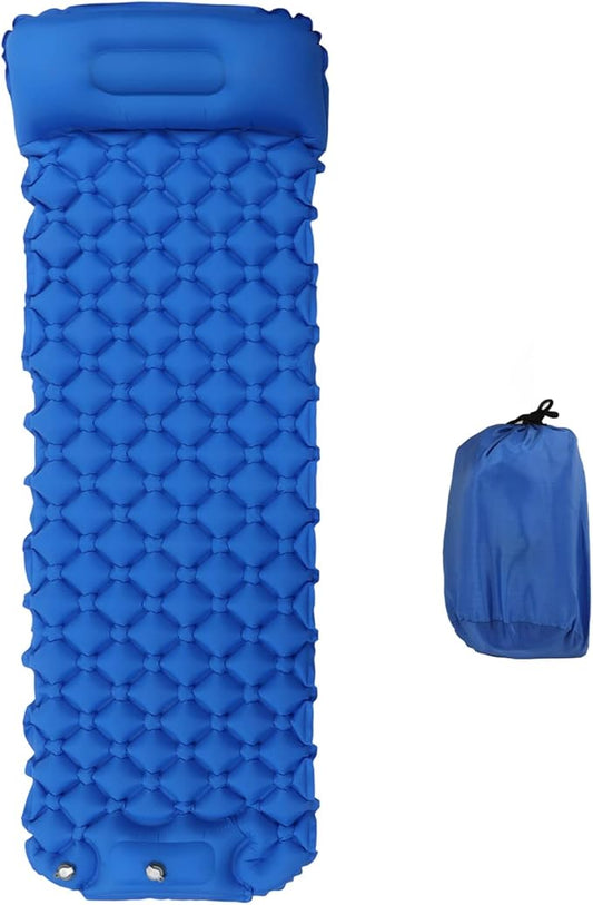 Sleeping Pad for Camping, Camping Sleeping Pad, Ultralight Inflatable Sleeping Mat with Built in Foot Pump & Pillow, Upgraded Compact Camping Air Mattress for Camping, Backpacking (Dark Blue)