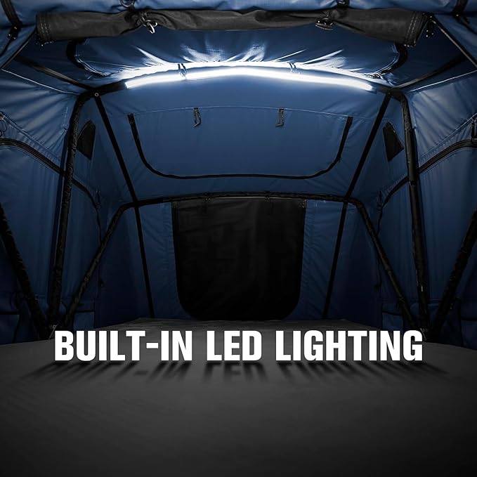 Pittman - 2 Person Rooftop Tent - RTT Roof Top Tent for Truck Camping & Overlanding - White - Softshell Side Open Design with Telescopic Ladder for Easy Access - Waterproof