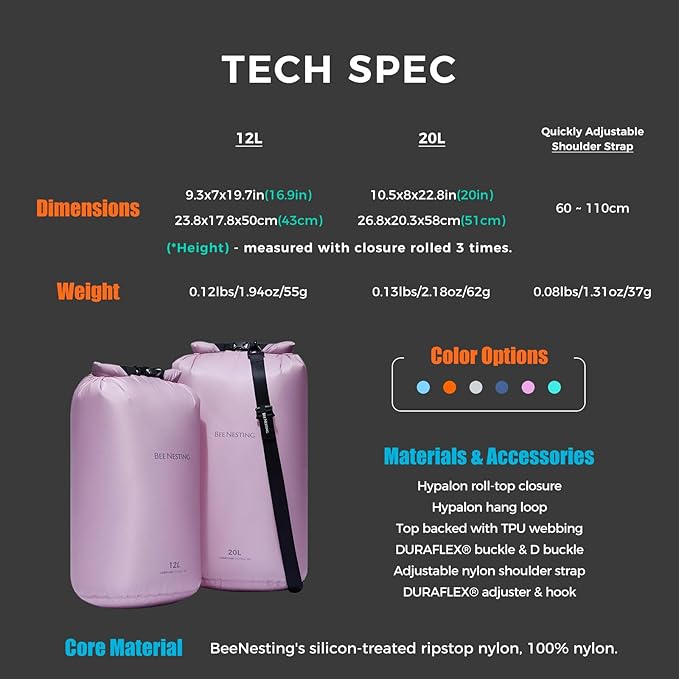 Bee Nesting Waterproof Dry Bag Lightweight Dry Sack Marine Dry Bags Suitable for swimming,kayaking,rafting boating, surfing, outdoor travel, mountaineering,hiking