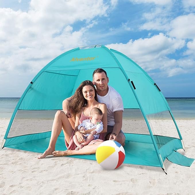 Alvantor® Beach Tent Beach Umbrella Outdoor Sun Shelter Cabana Automatic Instant Pop-Up UPF 50+ Portable Beach Shade Camping Fishing Hiking Canopy Easy Set Up Light Weight Windproof for 2-3 Person