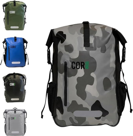 COR Surf Waterproof Dry Bag Backpack with Padded Laptop Sleeve 25L & 40L Heavy Duty, Roll-Top Pack (Camo, 25L)