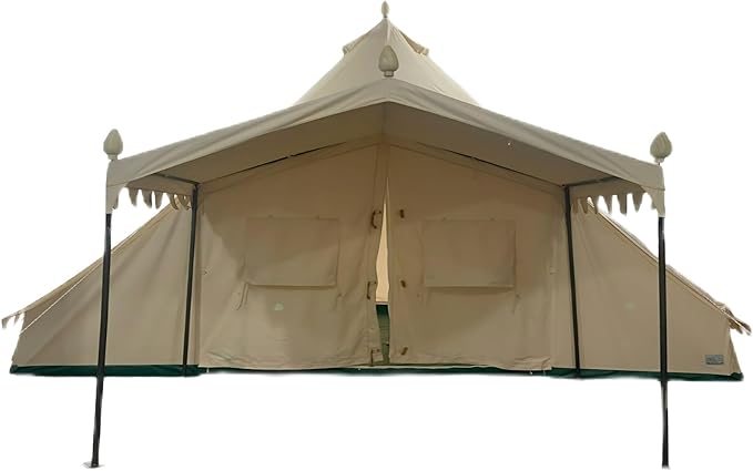 AM&HAIBEI 19.68×13.1ft Canvas Bell Tent for Glamping, 4-Season Yurt with Porch, Heavy Cotton Canvas Design for Outdoor Living