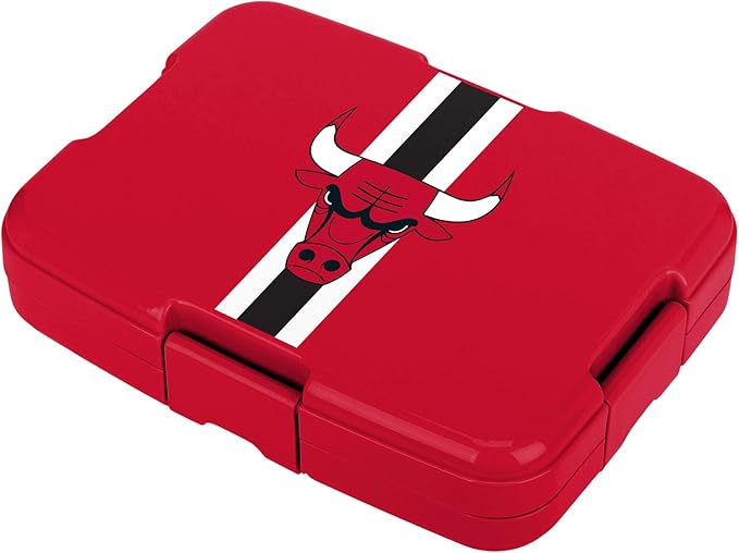 FOCO NBA Unisex-Adult Officially Licensed Team Color Stripe Primary Logo Basketball Leak Proof 5 Compartment Bento Lunch Box - Chicago Bulls