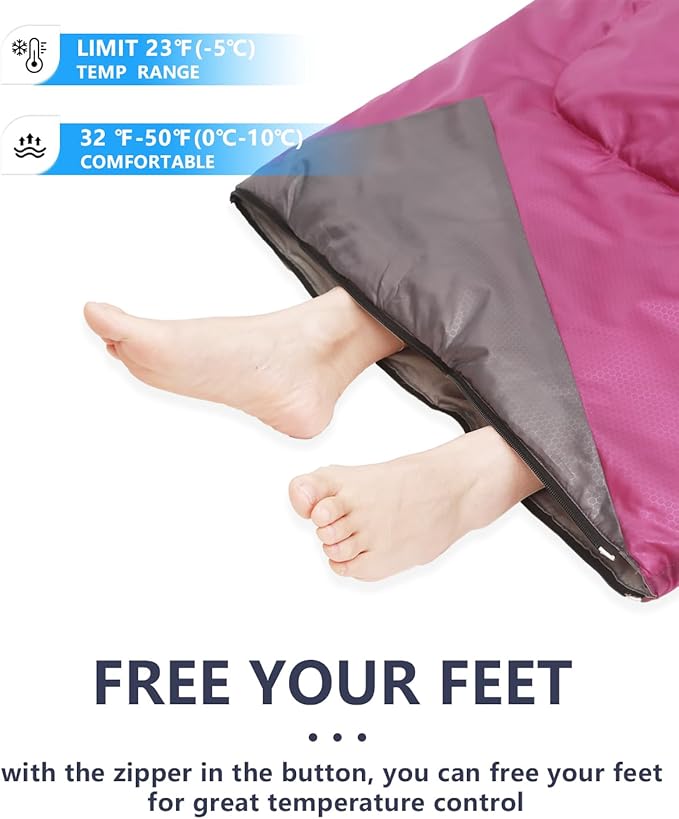 Sleeping Bags for Adults Cold Weather - 20 Degree Big&Tall Size Backpacking Lightweight Waterproof for Girls Boys Mens Teen Women for Camping Hiking Outdoor Travel Hunting with Compression Bags