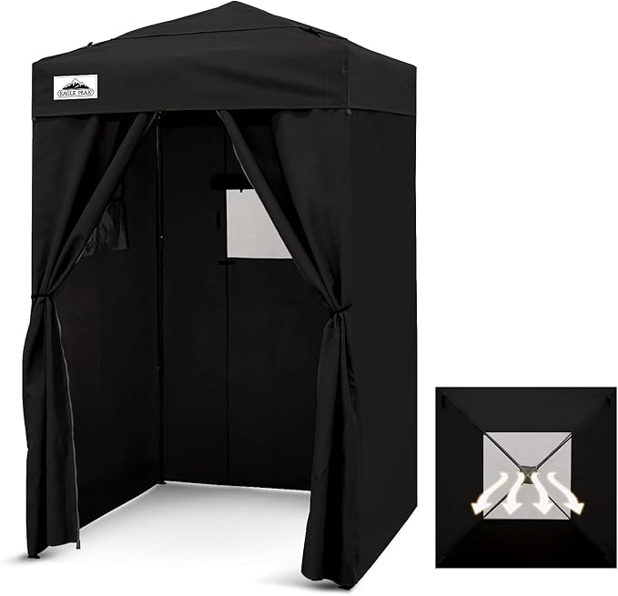 EAGLE PEAK Flex Ultra Compact 4x4 Pop-up Canopy Tent with Vented Top, Sun Shelter, Fast Set Up Changing Room, Portable Privacy Canopy for Camping, Photoshoots, and More (Black)