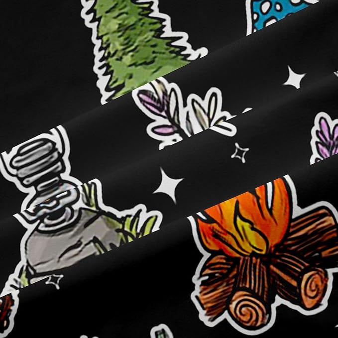 Feelyou Black Camping Camper Curtains for Bedroom Living Room Campfire Music Guitar Blackout Darkening Drapes Happy Camping Window Treatments, 2 Panels 42 x 84 Inch Room Decor