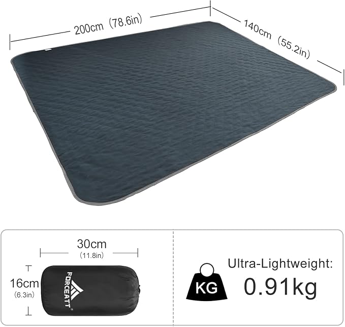 Forceatt Camping Blanket, 79" X 57" Large Outdoor Blanket, Sandproof, Waterproof for Outdoor Festivals, Beaches, Picnics, Stadium，Camping, Parks, Hiking, Travel, Family Suitable for 4 Seasons.