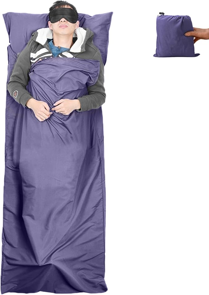 Sleeping Bag Liner, Lightweight Portable, Soft Travel and Camping Sheet, with Compact and Carry Bag, for Travel, Hotel
