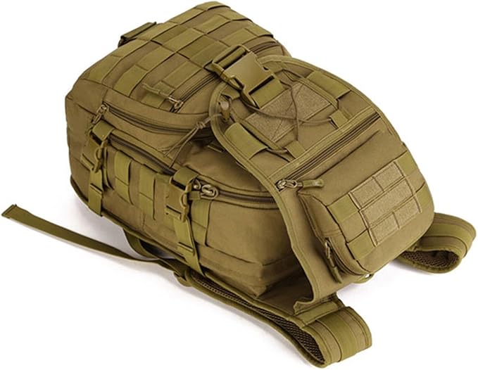 YNFT Tactical MOLLE Backpack for Men Women, 40L Large Military Daypack 3 Day Assault Pack Bug Out Bag for Work Gym Hiking Fishing Camping Hunting (Brown)