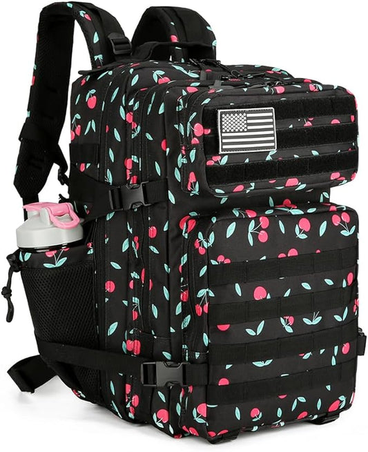 45L Military Tactical Backpacks 3 Days Assault Pack Bag Fitness Rucksack 3 Day Bug Out Bag Hiking Treeking Molle Daypack (Cherry)