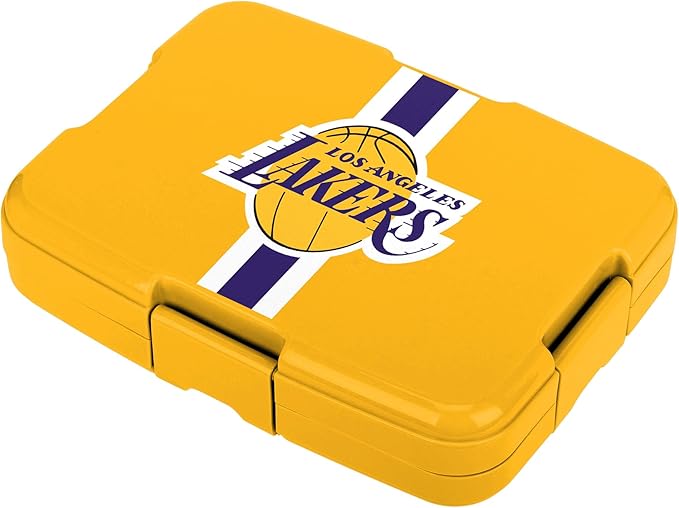 FOCO NBA Unisex-Adult Officially Licensed Team Color Stripe Primary Logo Basketball Leak Proof 5 Compartment Bento Lunch Box - Los Angeles Lakers