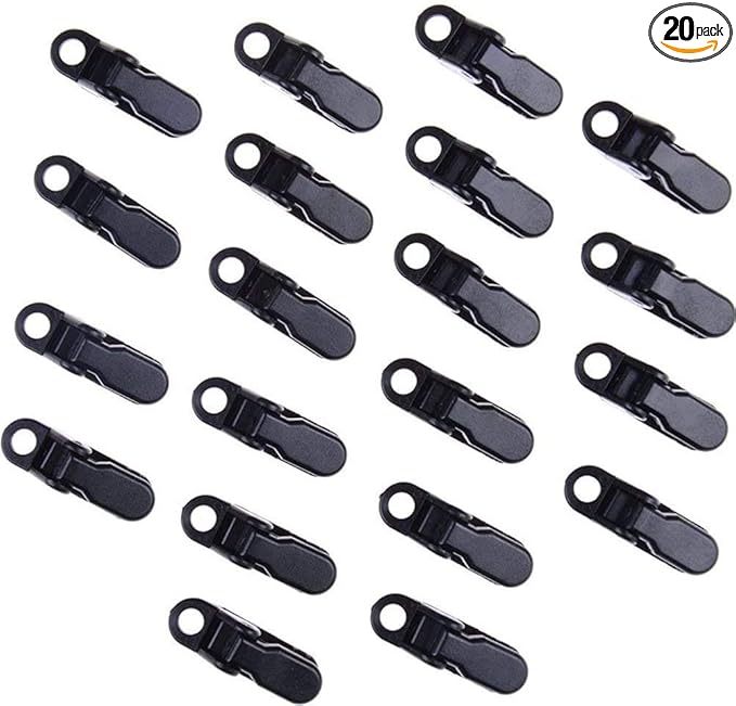 20 Pack Small Tarp Awning Clamp Set - Black Tarp Clips Jaw Tent Snaps for Camping