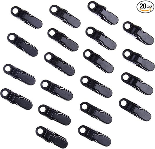 20 Pack Small Tarp Awning Clamp Set - Black Tarp Clips Jaw Tent Snaps for Camping