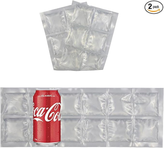2-Pack Flexible Ice Sheets-4.9x13.4 for Any Lunch Boxes & Bags & Coolers - Reusable Freezer Packs Stay Foldable When Frozen, No Leak Gel Wrap to Keep Food/Drinks Cold for Hours for Work, BBQ, Camping