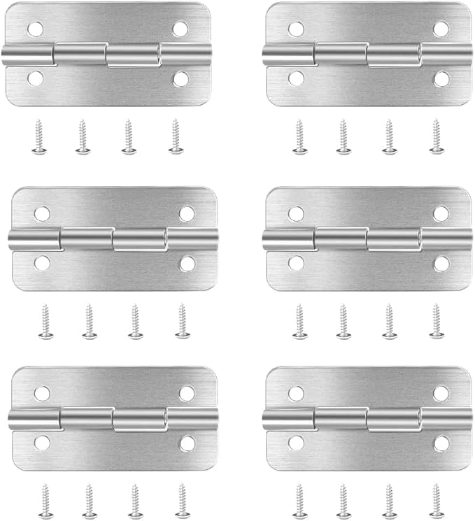 6pcs Stainless Steel Cooler Hinges and Screws Set Compatible with Igloo Style Ice Chests (Set of 6 Hinges, 24 Screws)