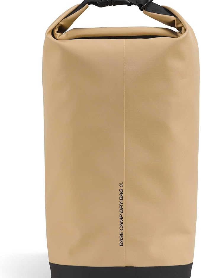 The North Face Base Camp Dry Bag - Roll-Top Waterproof Stuff Sack, Ideal for Camping Gear & Kayak Accessories, Khaki Stone/TNF Black, 8 Liters