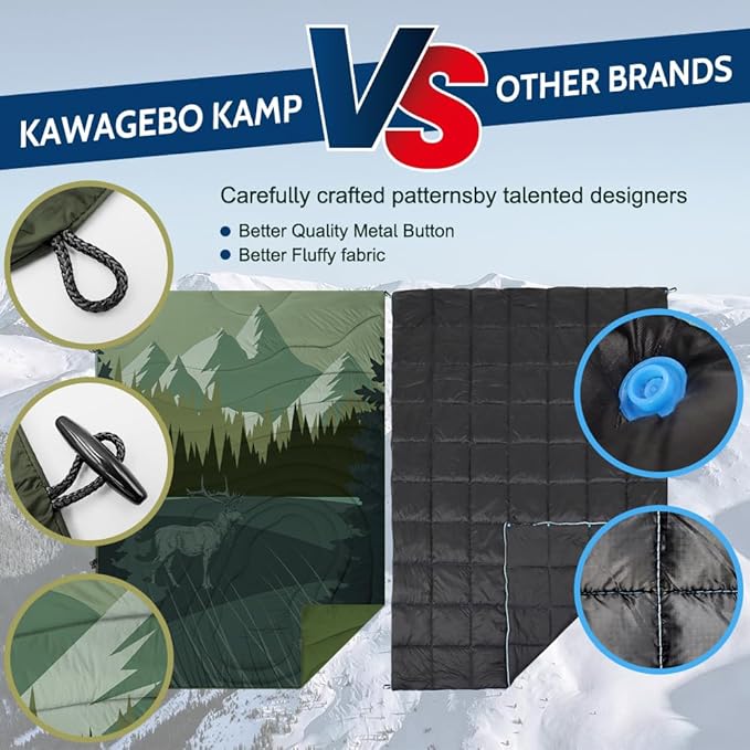 Camping Blanket Puffy - Outdoor Stadium Blanket Wearable, Lightweight, Packable, Machine Washable Camping Quilt for Traveling, Picnic, Beach, Party