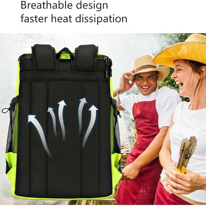 SCOSAO Cooler Backpack 36 Cans, Leak-Proof Insulated Backpack 30L Large Capacity, Double Deck Cooler Bag Up to 12 Hours,Soft Lightweight Lunch Backpack for Men Women Work Beach Camping Picnic (Green)