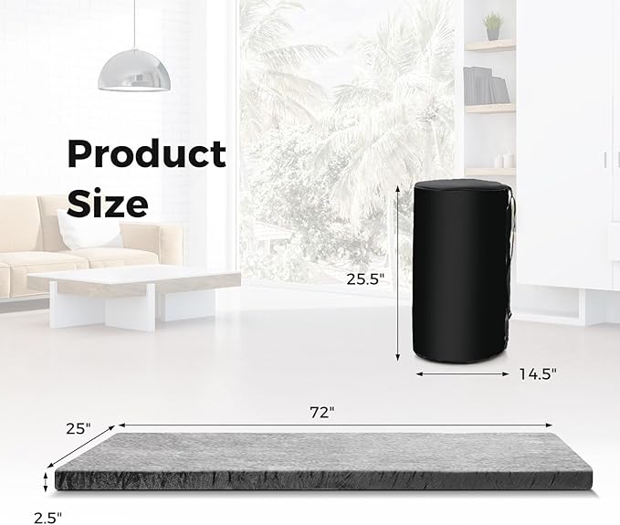 S AFSTAR Memory Foam Camping Mattress, Roll Up Travel Mattress w/Carry Bag, Removable Cover, Plush Surface, Anti-Slip Bottom, 72” Portable Foldable Floor Mat for Camping Car Travel