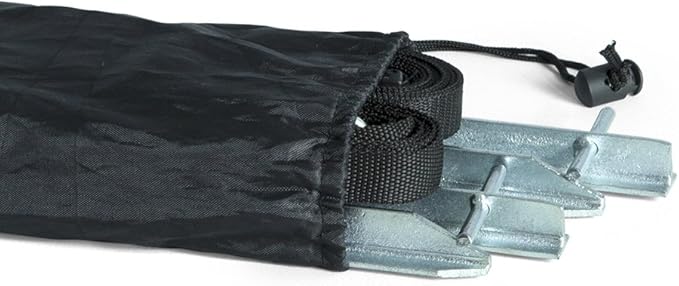 Vispronet Premium Tent Stake Kit – Includes 4 12in Steel Stakes, 4 13ft Black Nylon Webbing Sections and Carrying Pouch