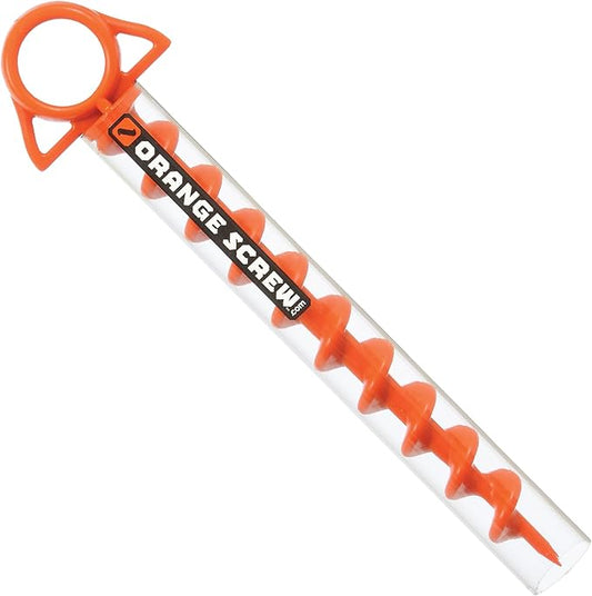 Ultimate Ground Anchors: Heavy Duty Screw-in Tent Stakes for High Wind, Sand, Canopies, and Camping - Made in USA, Included T-Grip Tool - (Large, Single Pack, Orange)