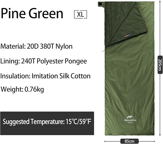 Naturehike Lightweight Compact Sleeping Bag, 59℉/32℉ Envelope Ultralight Backpacking Sleeping Bag Portable, Waterproof with Compression Sack for Cold&Warm, Camping, Traveling, Hiking
