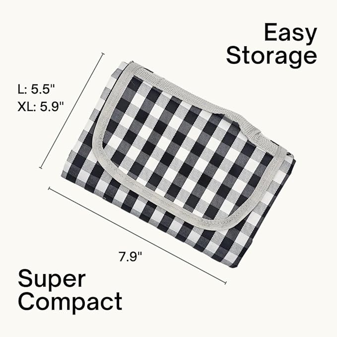Cute Gingham Picnic Blanket, Waterproof Foldable, in Large 80x60in and Extra Large 80x80in, Portable Compact Beach Blanket, Oversized XL Outdoor Mat
