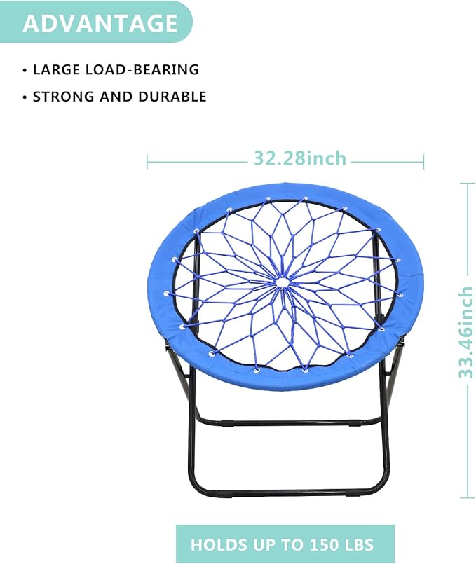 Bungee Chair Portable Foldable, Dish Chair Bunjo Game Chair for Outdoor and Indoor and Camping and BBQ (Royal Blue)