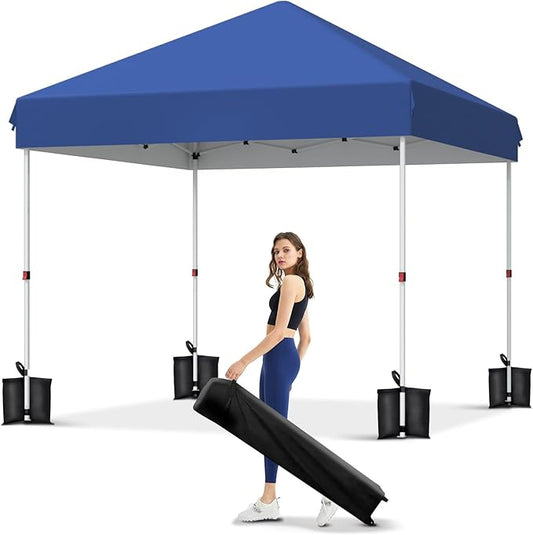 Garvee 10x10 Pop Up Canopy Tent, Heavy Duty Commercial Instant Shelter with One-Person Setup, UPF 50+ Waterproof, 100 Sq Ft Shade for Outdoor Events, Camping, Farmers Market